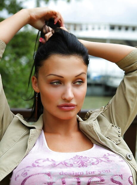 Glamorous hungarian bombshell Aletta Ocean in sexy jeans showing her beauty